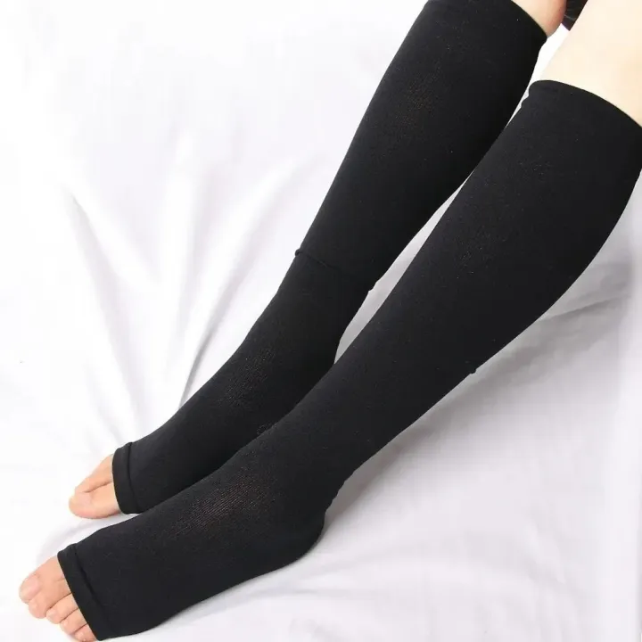 Practical Open Toe Compression Stockings Elastic Support Cool Material ...