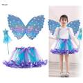 Girls Fairy Costume Set Fairy Princess Costume Kids Elf Cosplay Butterfly Wing Skirt Dress up. 