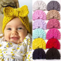 Baby Bow Hat Autumn Winter Knitted Baby Girl Beanie Elastic Kids Turban Hat Solid Color Infant Bonnet Newborn Cap. 