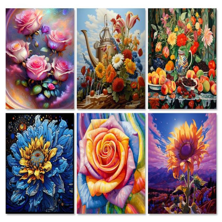 RUOPOTY Diamond Painting Flower Needlework 30x40cm Embroidery Sale Home Decor Rhinestones Diy Gift Art Handmade Round Drill