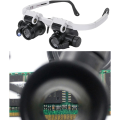 2Pcs Head-Mounted Microscope Jeweler Magnifier with LED Light 8X/15X/23X Magnifying Magnifier Loupes Repair Tool. 