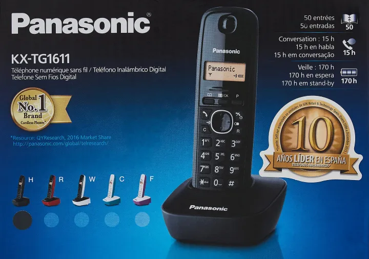 Panasonic Kx-Tg1611 Cordless Phone Black