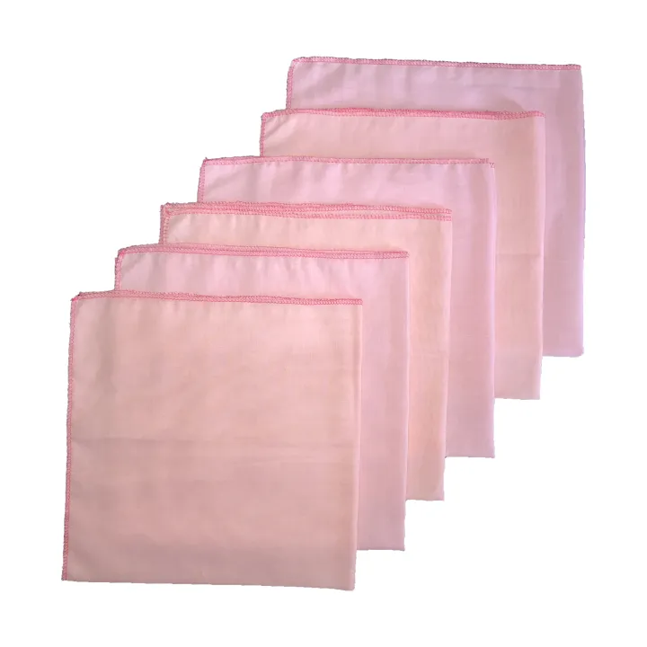 New Born Baby Napkins 18 x 18 Pink Colour Plain Single Layer 6 PCS Pack ( ayara baby products )