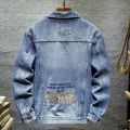 Workwear Korean style jacket men's white lining casual denim trendy short denim spring and autumn shirt jacket casual men. 