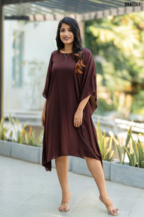 Galleria%20Factory%20Single%20Shade%20Poncho%20Style%20Kaftan%20Tops%20(%20Brown)%20-%20Image%202