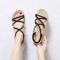 Women's Flat Sandals Summer Flat Heel Roman Shoes2023New Women's Student All-Match Thin Strap Fairy Style Sandals. 