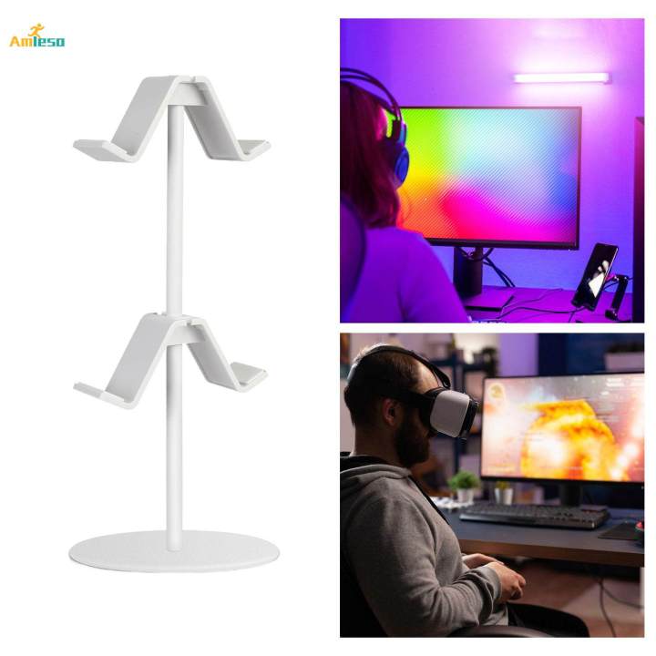 Game Controller Holder Stable Base Headset Hanger for Gaming Headset 2 Tier White