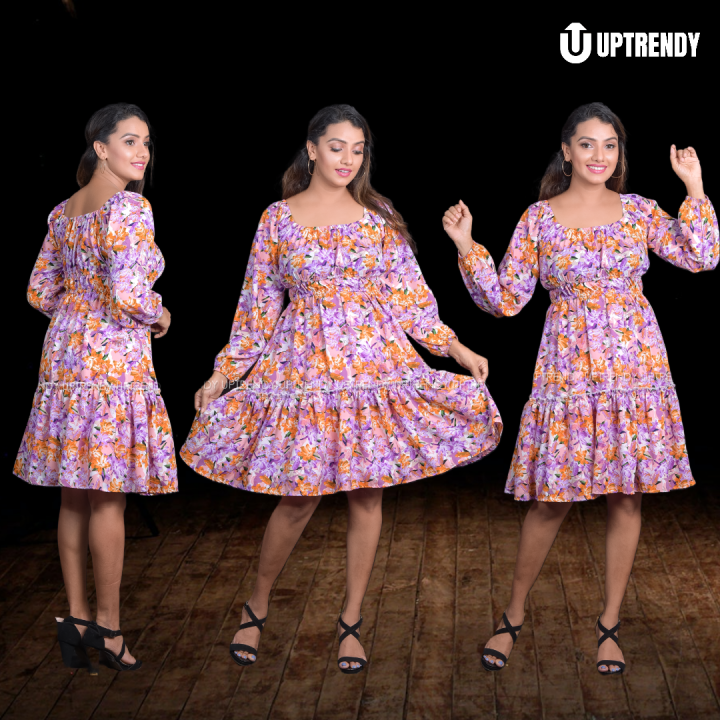 UpTrendy Short Floral frock Dresses for women Cute dress design Daraz.lk