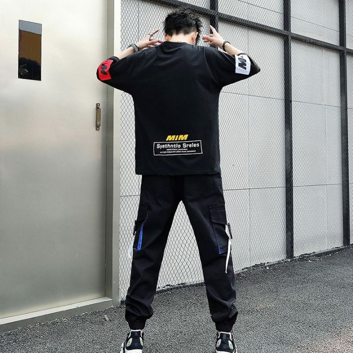 Boys%20Suit%20Trendy%20Handsome%20Loose%20Korean%20Style%20Short%20Sleeve%20T%20T-shirt%20Summer%20New%20Fashion%20Brand%20Gym%20Clothes%20Set%20Matching%20-%20Image%206