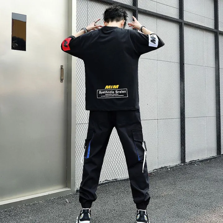 Boys%20Suit%20Trendy%20Handsome%20Loose%20Korean%20Style%20Short%20Sleeve%20T%20T-shirt%20Summer%20New%20Fashion%20Brand%20Gym%20Clothes%20Set%20Matching%20-%20Image%205