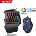 HXSJ One Handed RGB Rainow Gaming Keyboard with Mouse for PC 35 Keys LED Backlight + Wired Gaming Mouse with Breathing Light 5500 DPI 7 Button Keyboard and Mouse Combo. 