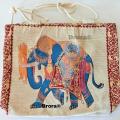 Women Fabric Canvas Elephant Embroidery Shoulder Tote Travel Bag With Soft Rope Handles. 