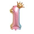 Number One Foil Balloon with Crown and 8 Balloons Set for Baby's 1st Birthday Decoration Combo for Birthday Party. 