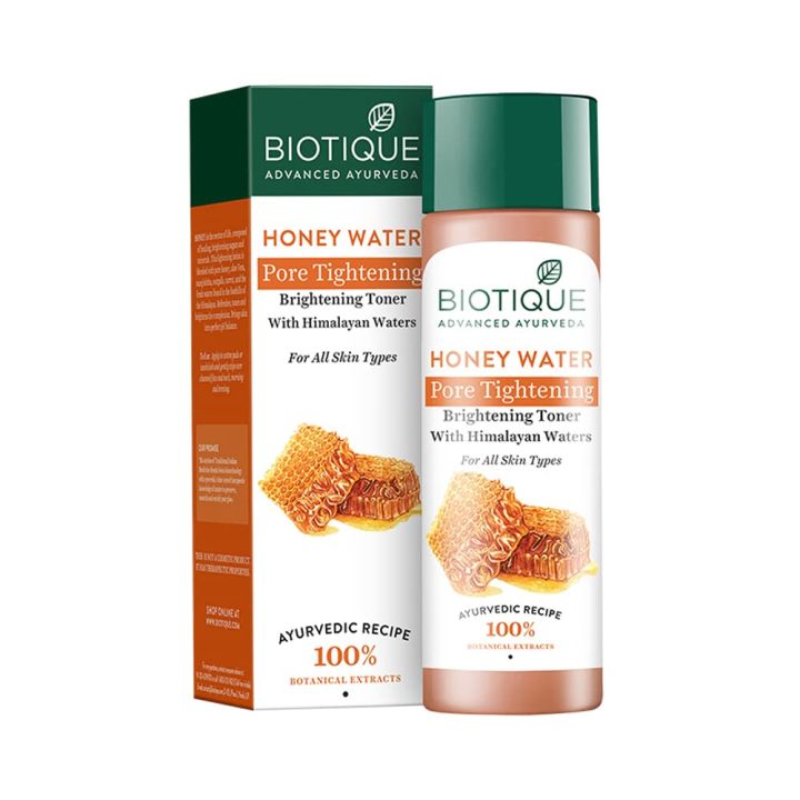 Biotique honey water pore tightening brightening toner with himalayan water for all type of skin 120ml