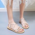 Women's Flat Sandals Summer Flat Heel Roman Shoes2023New Women's Student All-Match Thin Strap Fairy Style Sandals. 