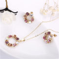 2Pcs Colored Gemstones Necklace Pendant Earrings Set Exquisite Fashion Elegant Wedding Jewelry Sets. 