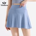Yfashion Women Cotton Pleated Tennis Skirt Summer Outdoor Quick-drying Breathable Athletic Golf Skirts With Shorts For Running Yoga. 