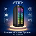 KTS 1755 Bluetooth Karaoke Speaker with Wireless Microphone | 8"x2 Dual Bass. 