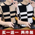 Summer New Ice Feeling Loose plus Size T-shirt Men's Fashion Fashion Loose Ice Silk Short SleeveTMen's T-shirt1/2Pieces. 