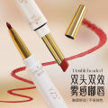 【Mingo】YZS double-headed lipstick lip liner soft mist non-stick cup matte outline lip shape waterproof easy to color color lip liner. 