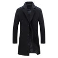 bellylady Fashion Winter Men's Solid Color Trench Coat Warm Long Jacket Single Breasted Overcoat. 