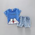 【BestGO】Boys Girls Short Sleeve Cartoon Print Tops T-shirt+Denim Shorts Children Casual Outfits Sets. 