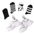 Wome Printed Sock Japanese Lovely Harajuku Style Cows Cute Panther Long Socks Female And Ladies White Sox D. 
