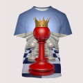 Chess Board Black-and-white 3d Print T-shirt Child Fashion Oversized T-shirts Harajuku Short Sleeve Tops Tees Tshirt Clothes. 