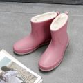 Women's Fashion Four Seasons Universal Waterproof Shoes Rain Boots Non-Slip Warm Work Kitchen Women's Rain Boots Mid-Calf Rubber Boots. 