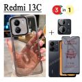Redmi 13C Shockproof Phone Case For Redmi Note 12 Pro 5G 4G 10C Anti Collision Camera Equipped with Lens Glass Protective Casing Cover 3 in 1 Matte Privacy Ceramic Screen Protector. 