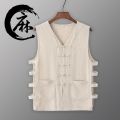 Vest Cotton Linen Linen Men's Vintage Undershirt Summer Old Man Shirt Casual Waistcoat Chinese Button Knots Vest Sleeveless Vest. 