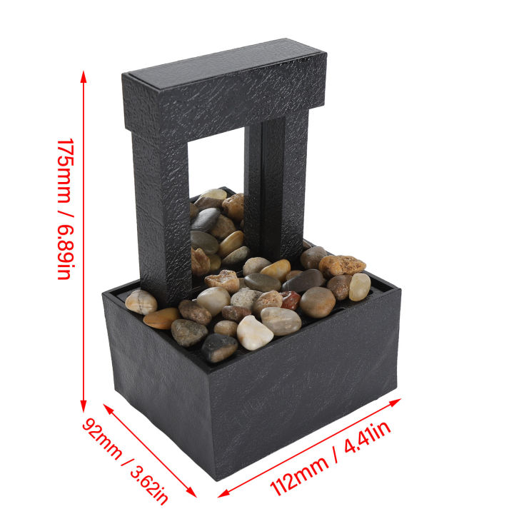 Indoor Tabletop Water Fountain Mirrored USB LED Waterfall Fountain 2 Hours Auto Power Off with Stone for Office