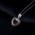Potiy Heart Shape 3.6ct Created Ruby Pendant Necklace No Chain 925 Sterling Silver for Women Daily Wedding Party Jewelry. 