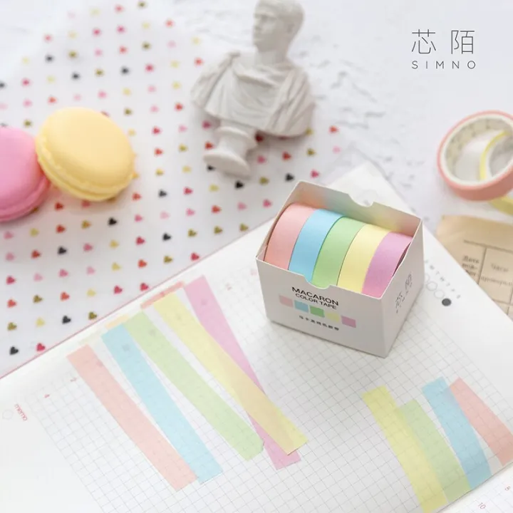 5pcs/set%20Macarone%20solid%20Tape%20Set%20Tape%20Cute%20School%20Suppliers%20Stationery%20Gift%20Presented%20-%20Image%203