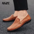 【ZIME】Big Size Men Shoe Fashion Cow Leather Shoes Slip On Men Loafer Non-Slip Rubber Black Shoes For Men★109. 