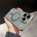 HOCE Titanium Grey Plating Magnetic Phone Cases For iPhone 16 15 14 13 12 Pro Max 14 15 16 Plus MagSafe Case Hard PC Clear Back Cover No Bottom. 