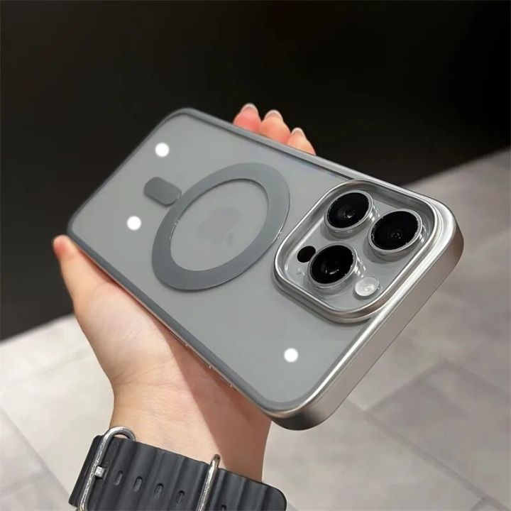 HOCE%20Titanium%20Grey%20Plating%20Magnetic%20Phone%20Cases%20For%20iPhone%2016%2015%2014%2013%2012%20Pro%20Max%2014%2015%2016%20Plus%20MagSafe%20Case%20Hard%20PC%20Clear%20Back%20Cover%20No%20Bottom%20-%20Image%203