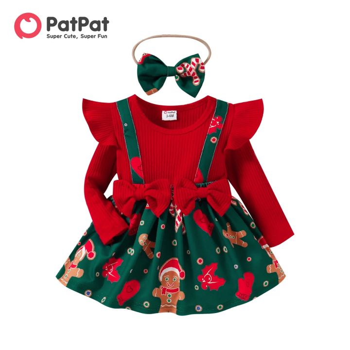 PatPat Baby Girl Christmas Sweet Fabric Stitching DressBasketball | Daraz.lk