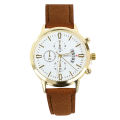 Men luxury leather strap watches quartz stainless steel dial casual watch. 