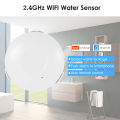 Smart Wi-fi Water Sensor Household Water Leakage Sensor Water Leakage Alarm Sensor Water Detector Water Leakage Detector with APP Notification Water Immersion Overflow Sensor Work with 2.4GHz Gateway. 