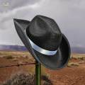 Western Cowboy Hat Cowgirl Hats Breathable Wide Brim Decor Comfortable Sun Hat Jazz Hat for Black. 