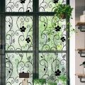 1/3 Rolls 45*100cm Window Glass Sticker Frosted Black Flower Pattern Waterproof UV Protector Matte Window Paster Films Frosted Decal. 