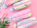 Pencil Case Pouch Plush Fluffy Faux Fur Korean Cute Kawaii School Stationery Makeup Pouch Rabbit Fur Ball Rainbow. 