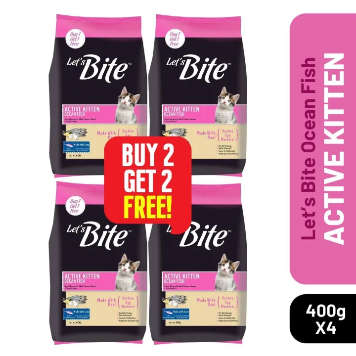 Let's Bite Active cat Food for Kittens (400G X 4 Packs)