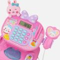 31Pcs Children Pretend & Play Toys Simulation Supermarket Cash Register Toys with Shopping Trolley - Pink Rabbit. 