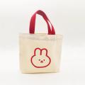 canvas rabbit canvas bag Practical red handbag canvas tote bag Cute bunny print bag for Daily use School bag Picnic bag Gift bag Fashion accessory. 