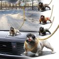【Petalfall】Car Decoration Ornaments Cool Dog Dashboard Bullys Puppy Figurine For Auto Accessories Home Office Desk Decor Auto Parts. 