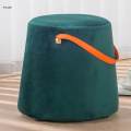 Portable Round Ottoman Footstool Pouf with Handle Sofa Tea Stool for Bedroom. 