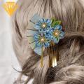 Flower Fan-shaped Hair Clip Japanese Kimono Hair Clip for Girls Traditional Dress Cosplay Headgear with Faux Pearl Flower Decor Tassel Hairpin. 