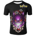 New style fashion short-sleeved anime Pokemon Pikachu floral print T-shirt summer round neck casual loose kids size shirt 3-14t. 